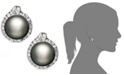 Macy's 14k White Gold Earrings, Cultured Tahitian Pearl (11mm) and Diamond (3/4 ct. t.w.) Stud Earrings